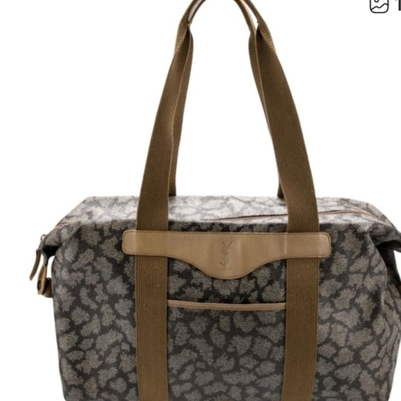 Vintage Yves Saint Laurent Black and Brown Patterned Duffel Bag - Picture 6 of 8
